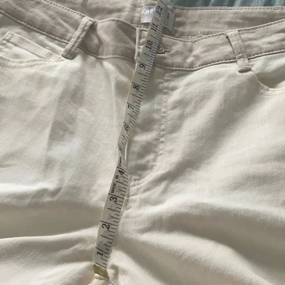 NWT SZ 10 Time and Tru Cream Tan Cuff High-Rise Straight Jeans - Picture 9 of 11